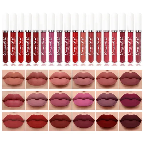 Vista 16 de Juego de 12 piezas de colección de brillo labial hidratante, 12 tonos 12 colores brillantes