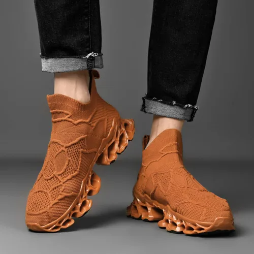 Vista 3 de Poramea Mocasines sin cordones para hombre y mujer, zapatos de tenis para caminar, sin cordones, tenis unisex de malla para correr, casual, atléticos