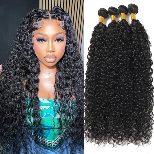 Vista 9 de Borchan Water Wave 3 Paquetes Cabello Humano Húmedo y Ondulado Cabello Humano 3 Paquetes para Mujeres Negras 16 18 20 Pulgadas Paquetes Brasileños