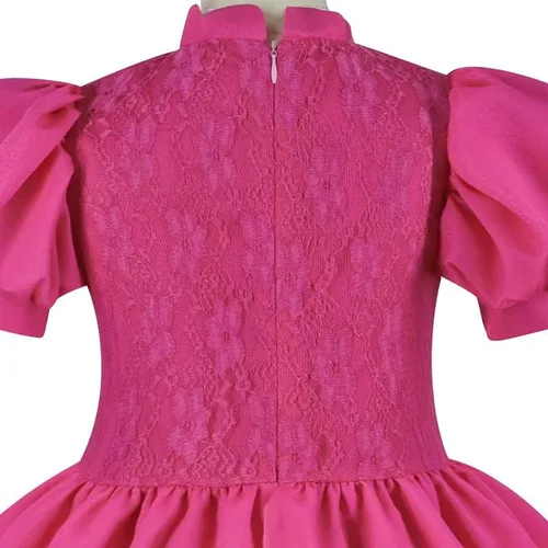 Vista 6 de Touchliit Disfraz de princesa melocotón para niñas, disfraz de princesa melocotón de Halloween para niños, disfraz de cosplay de Super Bros