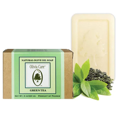 Vista 2 de Olivia Care Jabón de baño y barra corporal de té verde prémium Orgánico, vegano y natural Aceite de oliva Repara, hidrata, hidrata y limpia