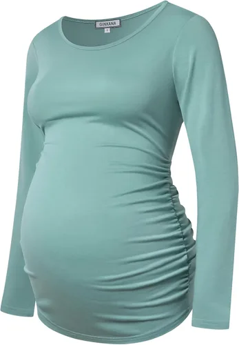 Vista 28 de GINKANA Camiseta de béisbol para mujer, cuello redondo, manga raglán floral, camiseta superior de maternidad, blusa para embarazo Esqueleto A-glow