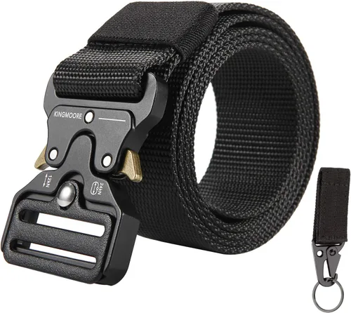 Vista 7 de KingMoore - Cinturón táctico para hombre, resistente, ajustable, estilo militar, de nailon con hebilla de metal