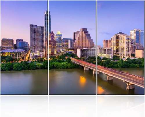 Vista 115 de San Antonio Sundown - Impresión en lienzo, paisaje de ciudad de pared grande, paisaje urbano extra grande de Texas, impresión de pared de horizonte
