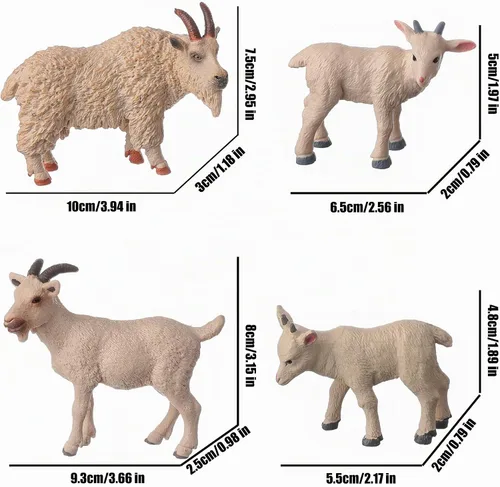 Vista 2 de 4 figuras familiares de cabras, figuras realistas de animales de cabra