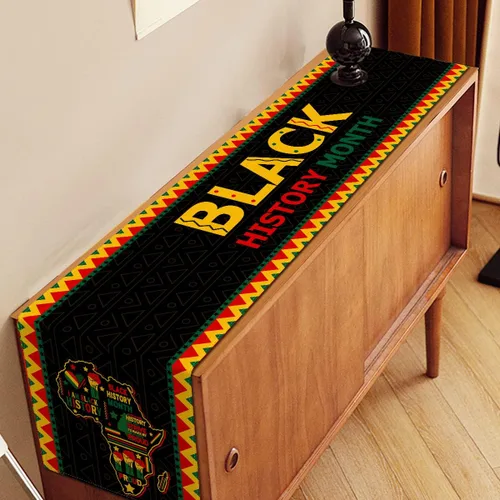 Vista 4 de Nepnuser Camino de mesa del mes de la historia negra, decoración de fiesta de la herencia afroamericana, febrero, libertad negra, decoración
