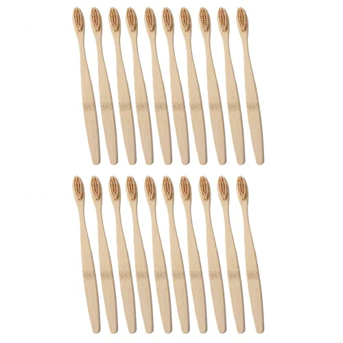 Vista 7 de Magik 10-20 cepillos de dientes de bambú 100% natural orgánico cerdas medianas sin BPA (paquete de 10, rojo)