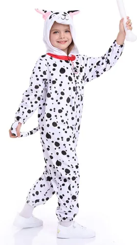 Vista 2 de Disfraz unisex de animales para niños, pijama de animales con capucha de felpa, para Halloween, carnaval, animal, para niños y niñas