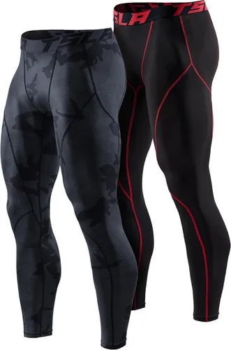 Vista 20 de TSLA - Pantalones de compresión térmica para hombres, calzas deportivas para correr, ropa base de invierno