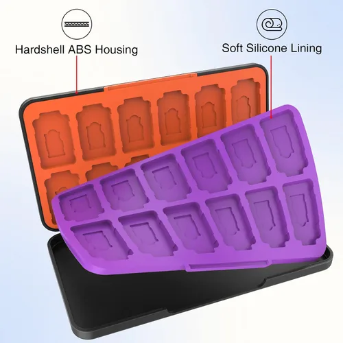Vista 4 de THELIFELICIOUS Switch Game Card Case for Nintendo SwitchSwitch OLEDSwitch Lite, Gradient Color Lining Games Card Holder with 24 Game Card Slots and
