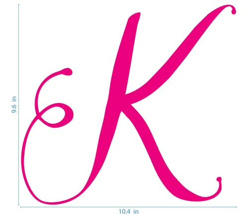 Vista 2 de StikArt Letras cursivas para calcomanías de pared personalizadas con nombre, letra K mayúscula (rosa)