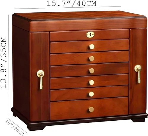 Vista 3 de Joyero de madera, cajas de joyería para mujeres, caja de joyas y organizadores con colgador de collares, organizador de joyas, caja