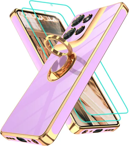 Vista 305 de Funda para Motorola Moto G 5G 2024: Funda Moto G Play 5G 2024 con 2 piezas de protectores de pantalla, soporte de anillo de rotación de 360°