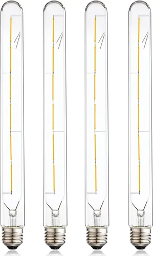 Vista 11 de Leools Bombillas de tubo LED, bombilla tubular de filamento LED T10 estilo Edison, bombilla LED antigua regulable de 12 W, base E26, vidrio Blanco