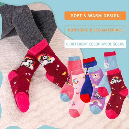 Vista 45 de Eocom 6 pares de calcetines de invierno cálidos de lana para niños y niñas