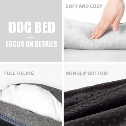 Vista 3 de Fida Cama ortopédica para perros con base de espuma viscoelástica, sofá de salón para perros con funda extraíble lavable, sofá para mascotas