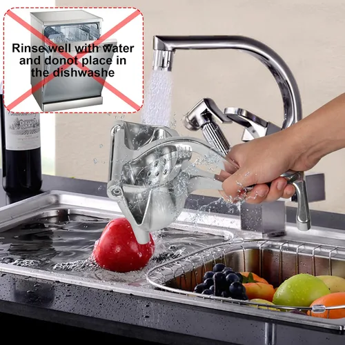 Vista 5 de Exprimidor de limón grande, exprimidor manual de frutas de aleación de aluminio, exprimidor de cítricos resistente para limones, naranjas, granadas
