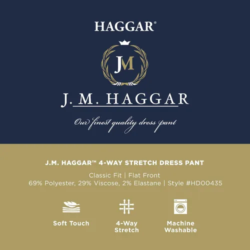 Vista 6 de J.M. Haggar Men's Classic Fit Flat Front Dress Pant-Regular and Big & Tall Sizes