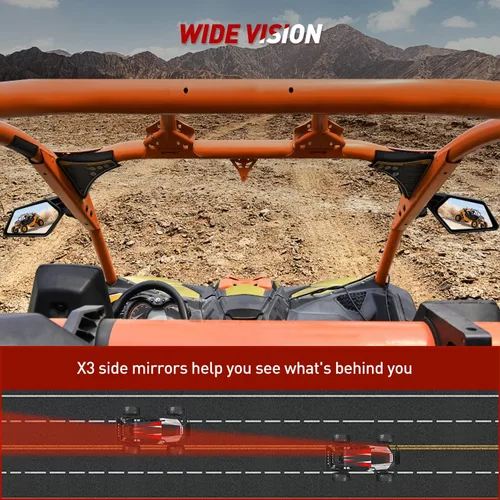 Vista 5 de Frokom Espejos laterales X3 – Can Am Maverick X3 Max X RS/DS/MR/Turbo/R/RR, diseño ajustable y separable