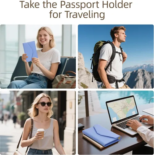 Vista 80 de Zoppen - Billetera de viaje con bloqueo RFID multiusos (Ver.4) Portatarjetas de pasaporte y vacunas, organizador de documentos de tres pliegues