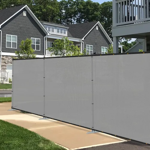 Vista 7 de E&K Panel de Valla de Privacidad para Exteriores 5'x12' Independiente para Patio Trasero Piscina Valla Temporal de Jardín para Perros con Postes