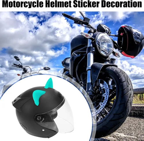 Vista 2 de Motoforti 2 piezas de orejas de gato, accesorios de decoración de casco, autoadhesivos, universales, cubierta de casco para motocicleta, bicicleta