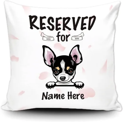 Vista 21 de Funda de almohada personalizada reservada para el perro, Cavalier King Charles Spaniel cachorro, funda de almohada de lona blanca para decoración