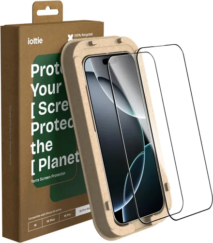 Vista 10 de iOttie Terra - Protector de pantalla de vidrio templado para iPhone 16, grado militar, dureza 9H, inastillable, resistente a los arañazos