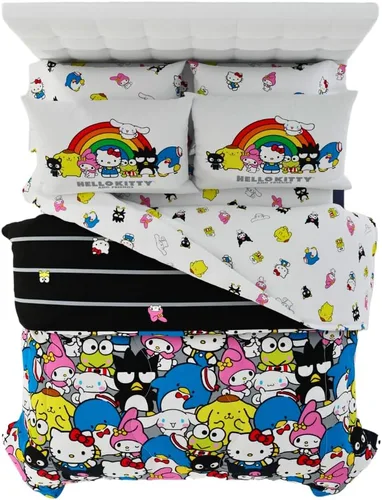 Vista 16 de Franco - Juego de edredón y sábanas supersuaves con funda para niños, 5 piezas, tamaño individual, Hello Kitty