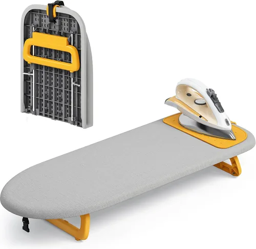 Vista 10 de KINGBOARD Tabla de planchar de mesa, pequeña tabla de planchar con alfombrilla de hierro, mini tabla de planchar plegable, fácil almacenamiento