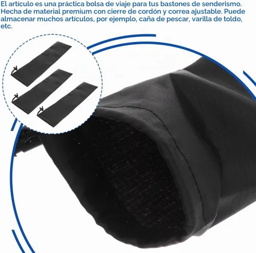 Vista 8 de LIOOBO Bolsa de poste de tienda: Bolsa de transporte de bastones de trekking Funda de repuesto para bastón, bolsa de almacenamiento larga portátil