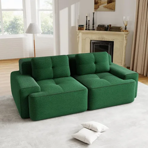 Vista 83 de Sofás seccional modular de 80" sin huesos modernos para sala de estar, juego de sofás comprimidos de 2 plazas con asiento profundo, sin necesidad