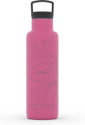 Vista 126 de Well Told Botella de agua aislada con mapa de Washington DC grabado, botella de acero inoxidable grabada (21 onzas, blanco) botella aislada de mapa