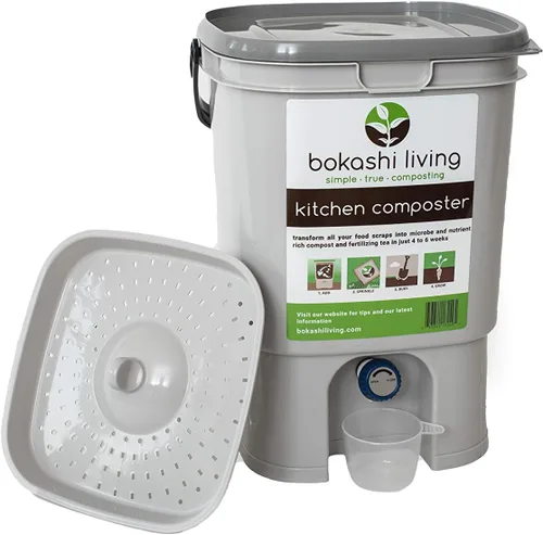 Vista 2 de Kit de iniciación de compostaje Bokashi prémium (incluye 1 contenedor Bokashi, 2.2 libras de salvado Bokashi e instrucciones completas)