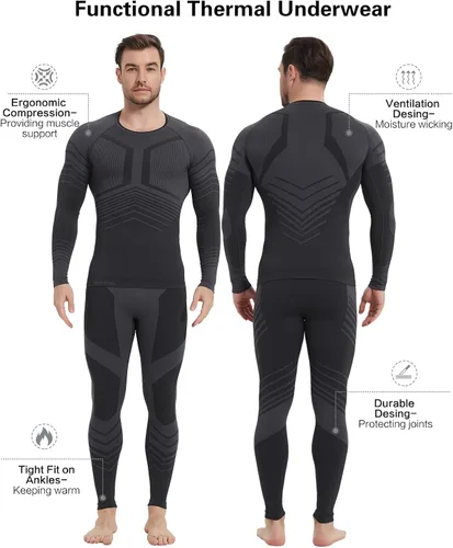 Vista 5 de MEETYOO Conjunto de ropa interior térmica para hombre Sport Long Johns Base Layer