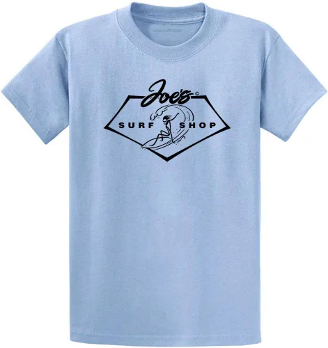 Vista 24 de Joe's Surf Shop - Camisetas de algodón pesado con gráficos en tamaño regular, grande y alto Logotipo de Longboard Ash / Sand