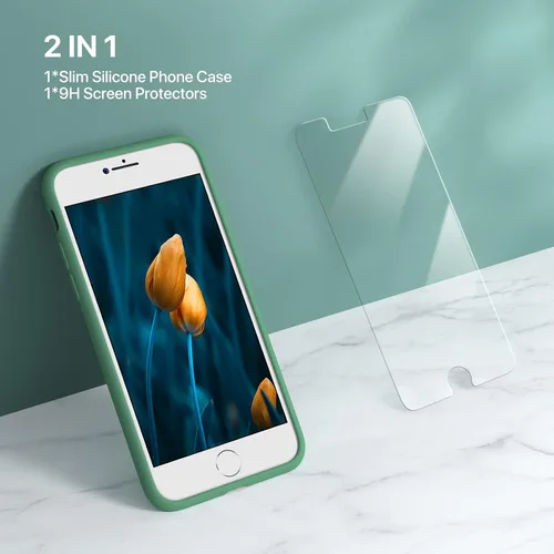 Vista 2 de Miracase Funda ultradelgada diseñada para iPhone SE 2022 (3ª generación)/iPhone SE 2020 (2ª generación)/iPhone 7/iPhone 8 con protector de pantalla