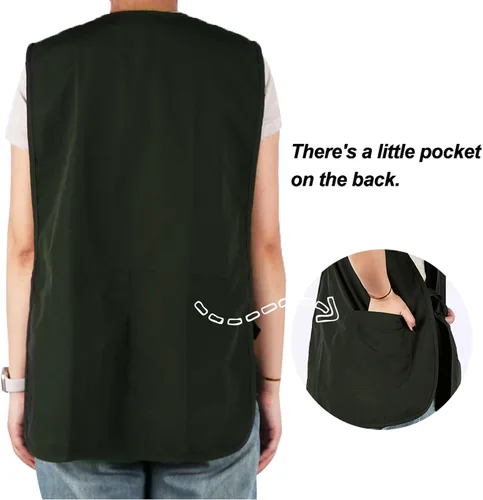 Vista 4 de Delantal impermeable unisex de trabajo con 4 bolsillos, delantal tipo faja, ultraligero, para chef y camarero, overol de trabajo