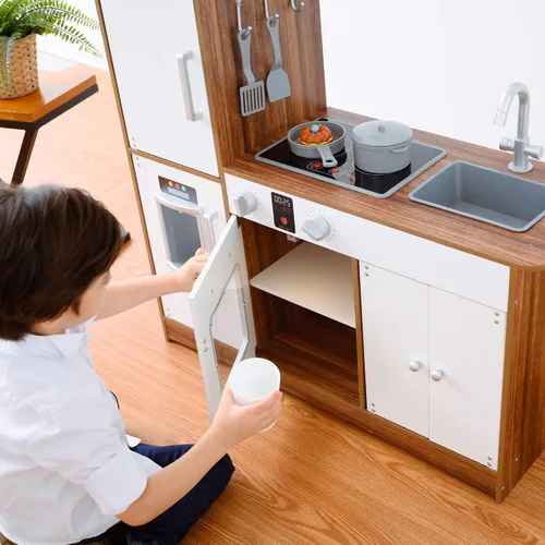 Vista 6 de Teamson Kids Little Chef Palm Springs Classic - Cocina infantil con 6 accesorios, color natural/blanco