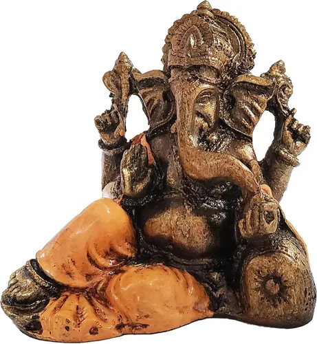 Vista 11 de Ganesha - Cabeza de elefante y cuerpo humano que elimina obstáculos del camino de uno, decoración de dormitorio, oficina en casa, estatua Rojo