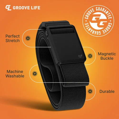 Vista 2 de Groove Life Groove Belt Ultra - Cinturón de golf para hombre, elástico, hebilla magnética, ajustable, cómodo, golf