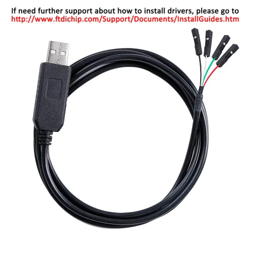 Vista 2 de DTech FTDI - Cable adaptador USB a TTL serie de 3.3 V, chip FT232RL, señal TX RX, 4 pines, toma hembra de 0.1 pulgadas, Windows 11, 10, 8, 7 XP