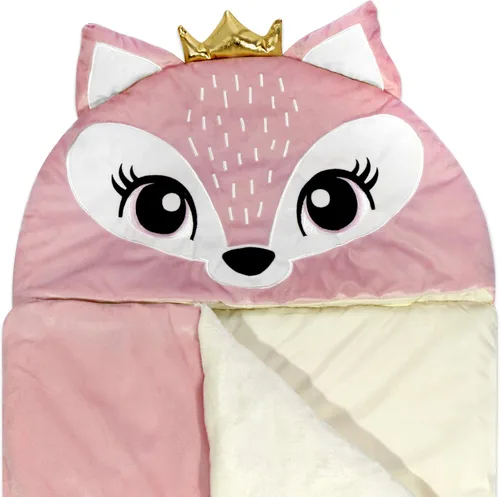 Vista 4 de Heritage Kids - Saco de dormir con capucha de zorro rosa, 64 pulgadas de largo x 25 pulgadas de ancho