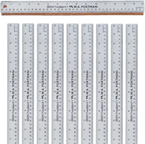 Vista 18 de Regla de metal de 12 pulgadas de Breman Precision con respaldo de corcho – Regla de borde recto de acero inoxidable, flexible, antideslizante