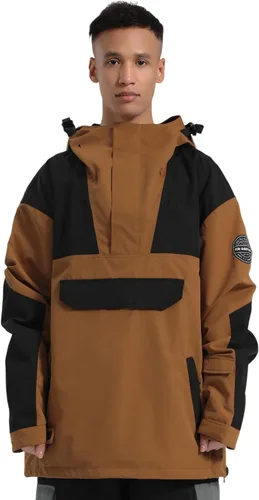 Vista 54 de GSOU SNOW Chaqueta de esquí para hombre, abrigo de nieve para snowboard, cálido, invierno, impermeable, con capucha