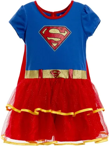 Vista 3 de WARNER BROS Disfraz de Supergirl de la Liga de la Justicia, disfraz de Batgirl, leggings, capa y diadema, 4 piezas, para recién nacido a niño grande
