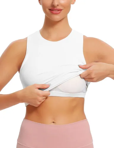 Vista 4 de Natural Feelings - Sujetadores deportivos sin mangas con relleno extraíble para mujer ombligueras para yoga entrenamiento correr