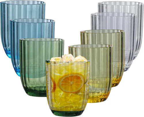 Vista 13 de Vasos de plástico acrílico transparente Highball Vasos de plástico reutilizables de 15 onzas (juego de 6) Apilables Vasos sin BPA