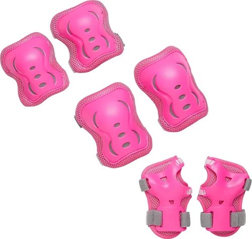 Vista 3 de Paquete de patines en línea Fuschia + equipo de protección rosa