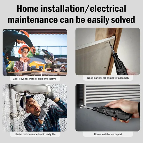 Vista 7 de Destornillador eléctrico inalámbrico, juego de destornilladores eléctricos recargables, kit de herramientas de reparación automática portátil